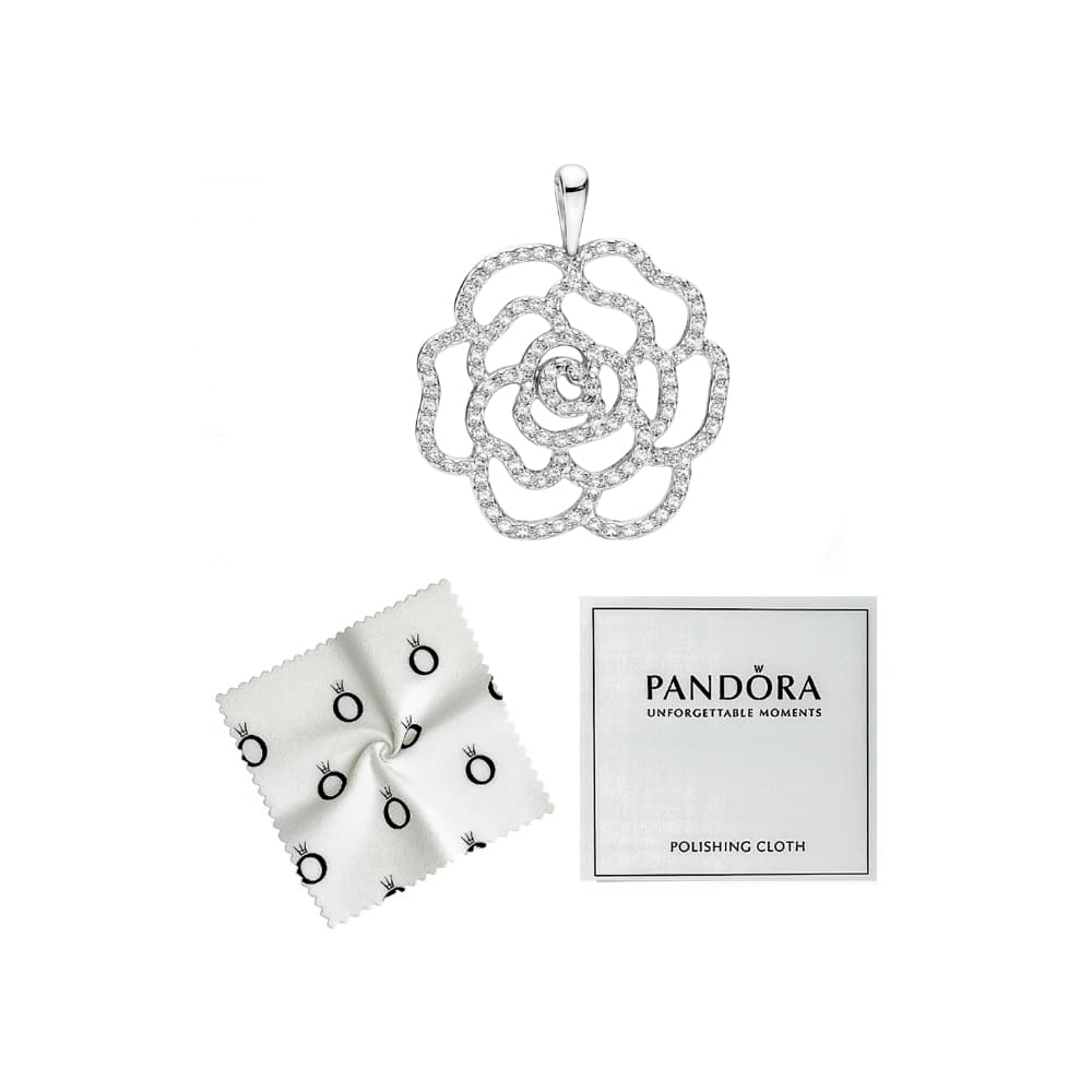 Colgante de plata S925 estilo Pandora flor de rosa - Miniatura 2