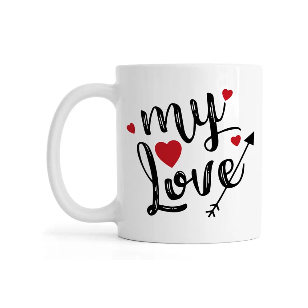 Jarra de cerámica blanca de 330 ml con diseño “My love” Échale - Miniatura 1