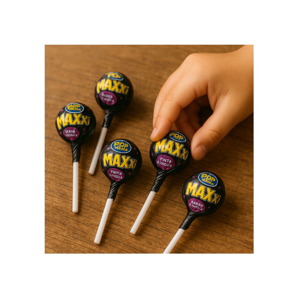 Chupa chupa pinta lengua sabor cereza con relleno de chicle Pop Mania Maxxi (672 g / 1.48 lb) - Miniatura 5