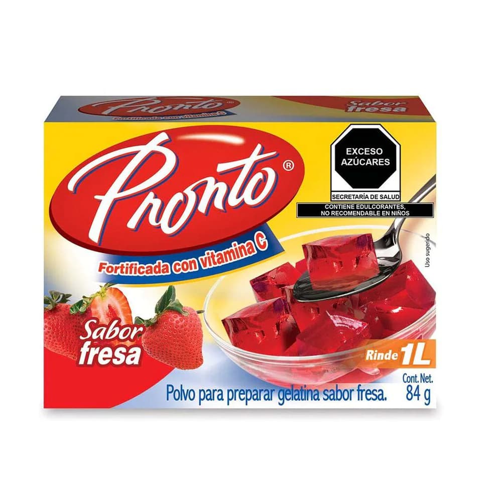 Polvo para preparar gelatina sabor fresa Pronto (84 g / 2.96 oz) - Imagen 1