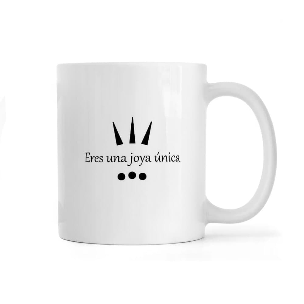 Jarra blanca de cerámica con frase impresa Nunca dejes de brillar - Miniatura 2