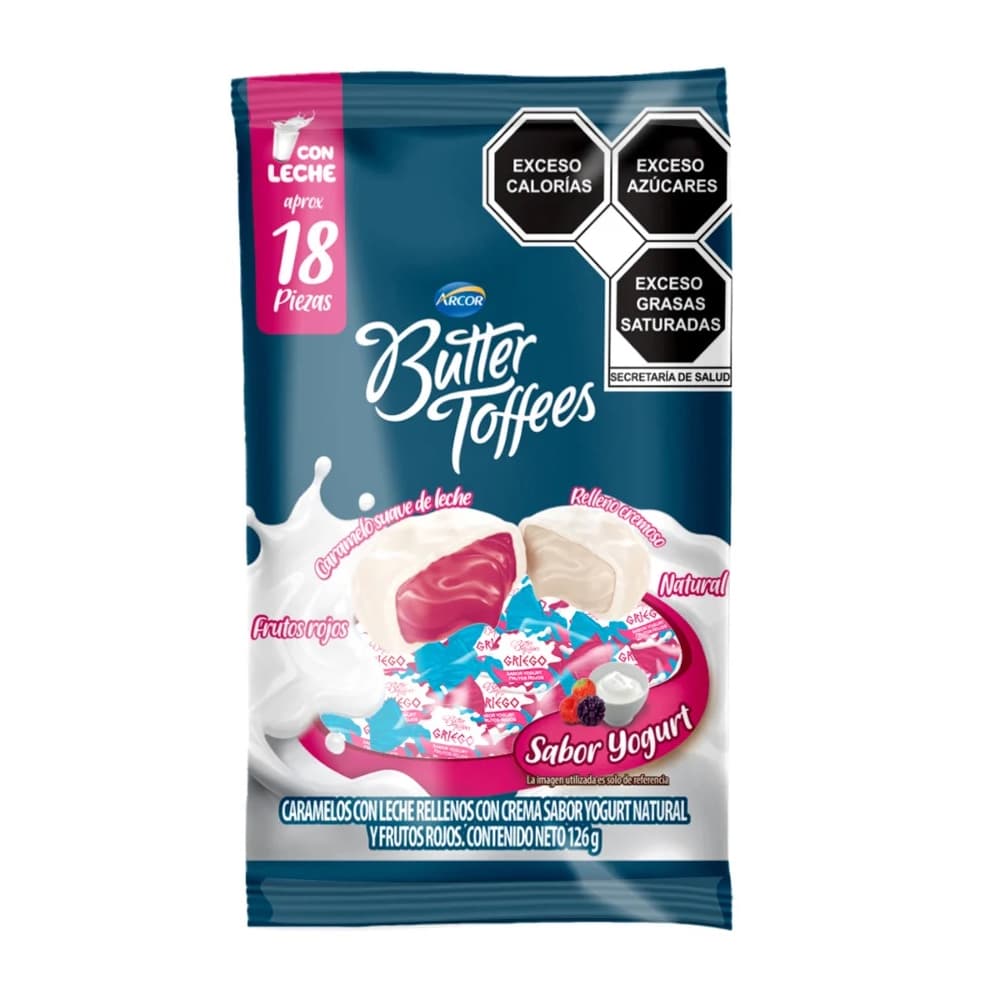 Caramelos con leche rellenos sabor yogurt griego Arcor (126 g / 4.4 oz) - Imagen 1