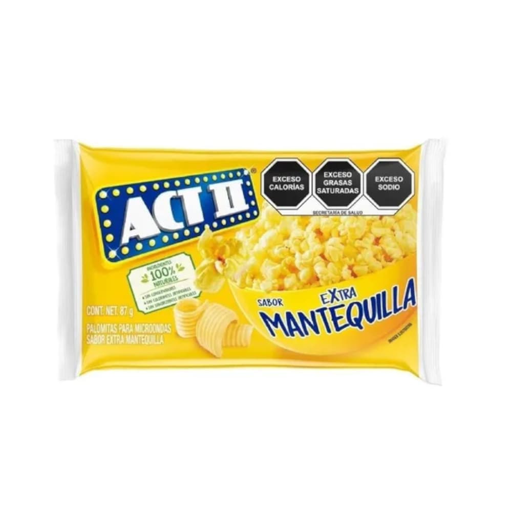 Palomitas de maíz sabor extra mantequilla para microondas ACT II (87 g / 3.06 oz) - Imagen 1