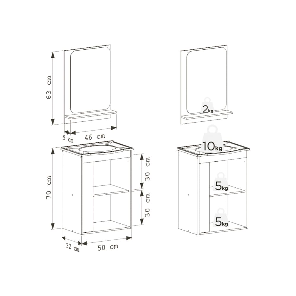Mueble de baño jequitiba y blanco en madera Cozimax Begonia - Miniatura 3