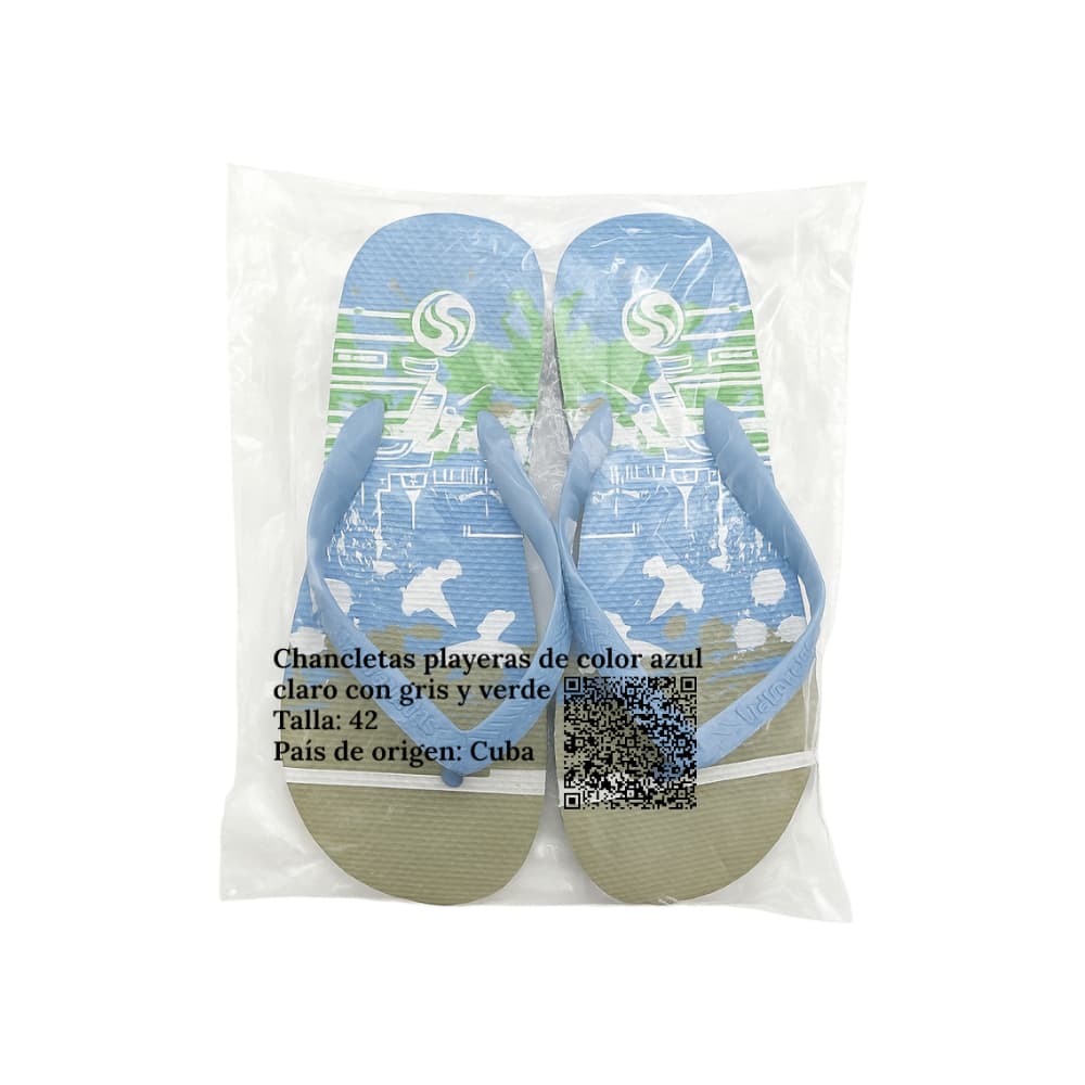 Chancletas playeras de color azul claro con gris y verde Brov (Talla: 42) - Miniatura 3