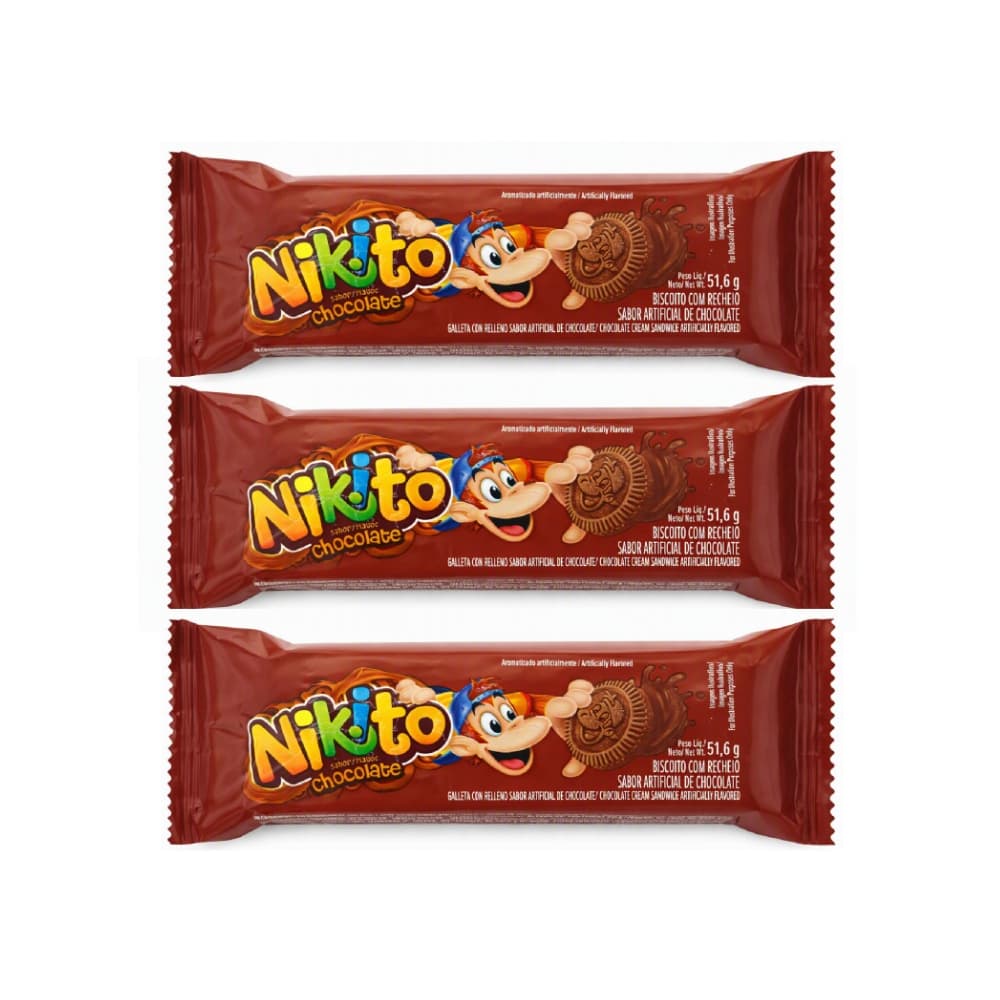 Galletas dulces con crema sabor chocolate Nikito (3 x 51.6 g / 1.82 oz) - Miniatura 1