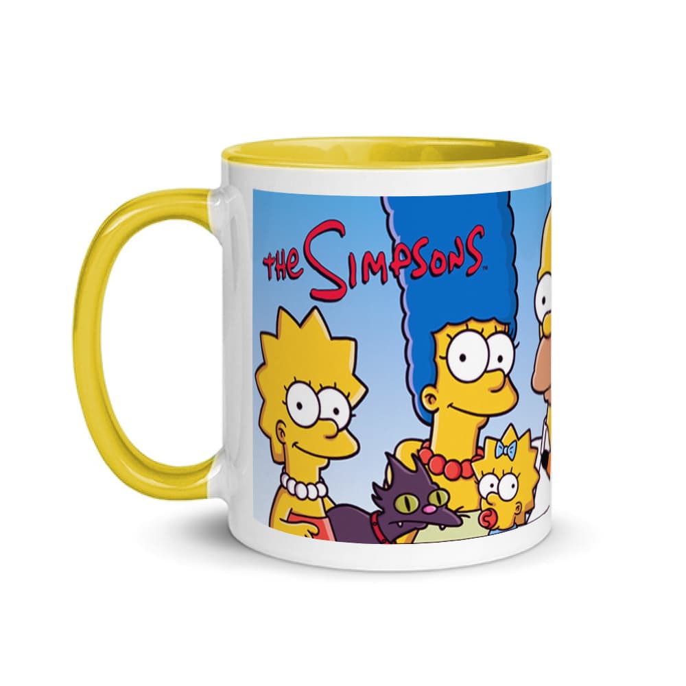 Jarra blanca y amarilla de cerámica con diseño impreso tema Los Simpsons - Imagen 1
