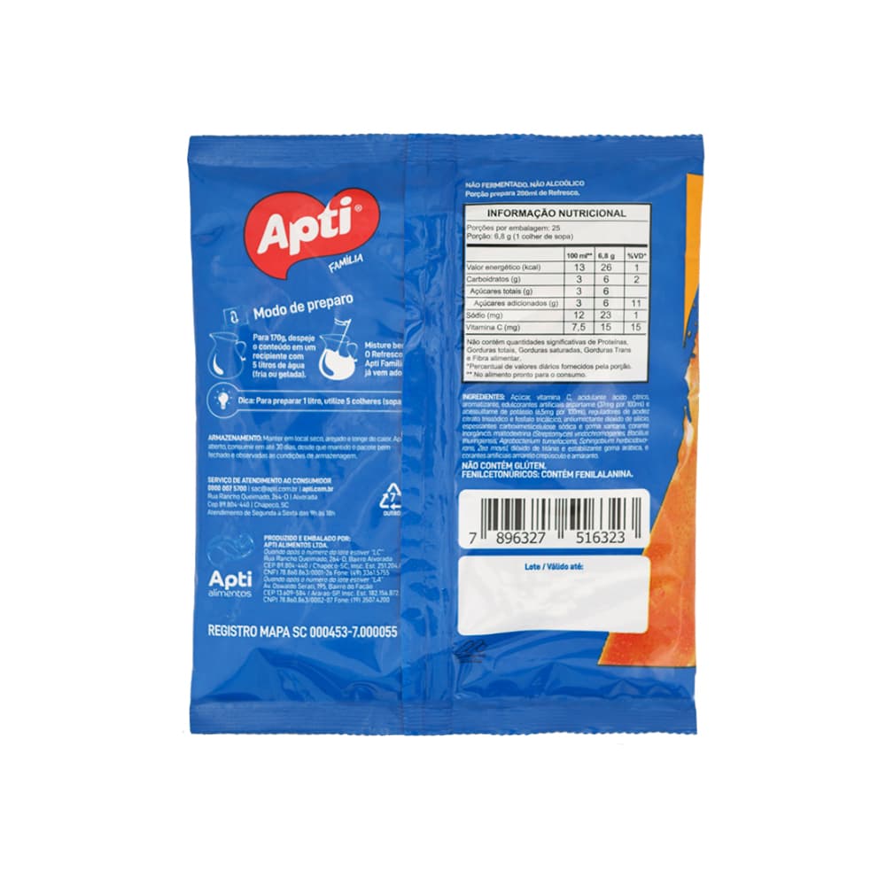 Refresco instantáneo sabor mandarina Apti (170 g / 6 oz) - Miniatura 2