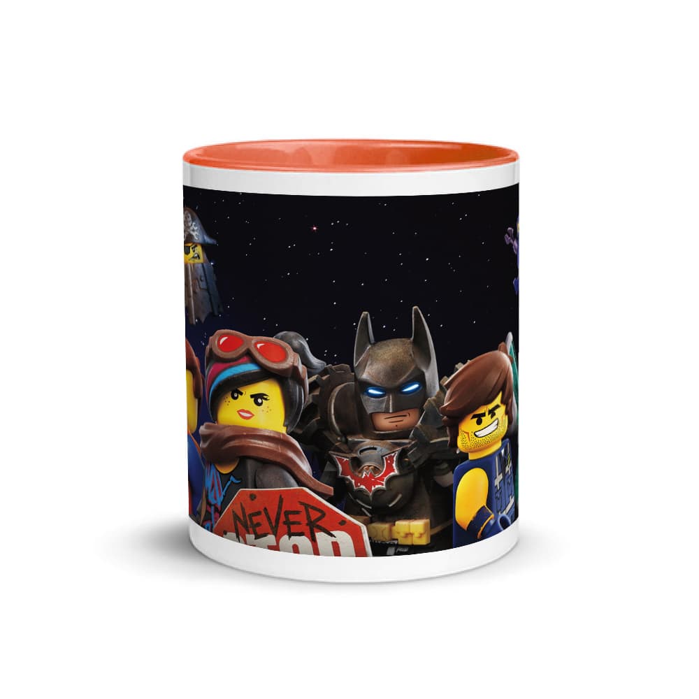 Jarra blanca y anaranjada de cerámica con diseño impreso tema Lego - Miniatura 2