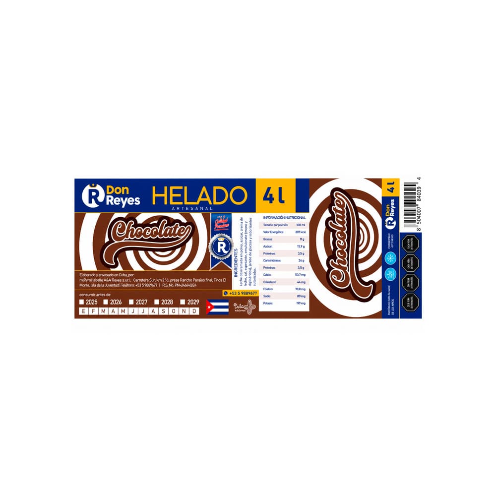 Helado artesanal sabor chocolate Don Reyes (4 L) - Miniatura 4