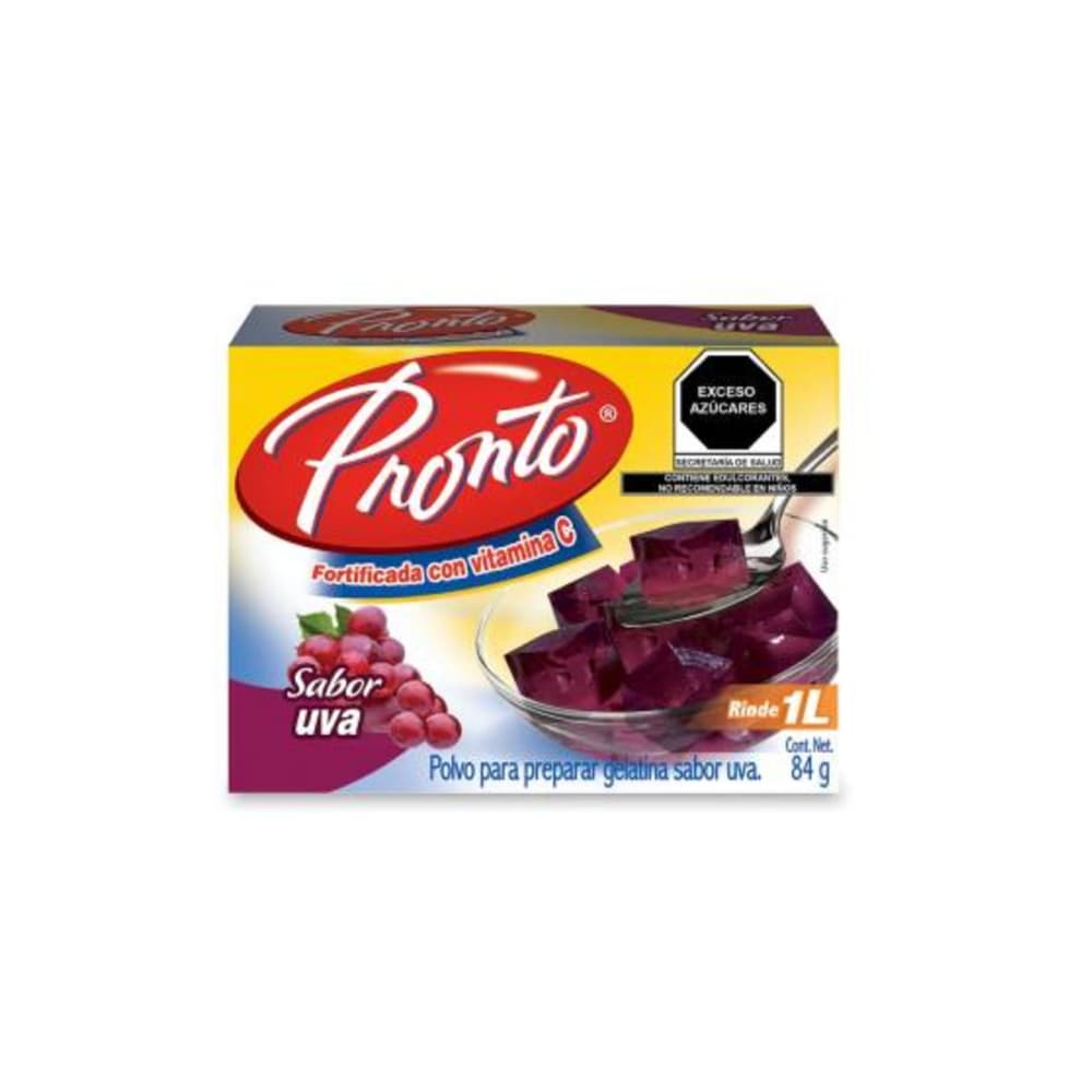 Polvo para preparar gelatina sabor uva Pronto (84 g / 2.96 oz) - Imagen 1