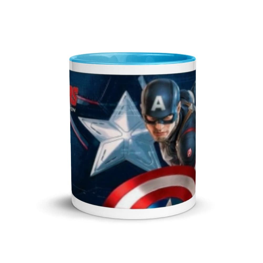 Jarra blanca y azul de cerámica con diseño impreso tema Avengers - Miniatura 2