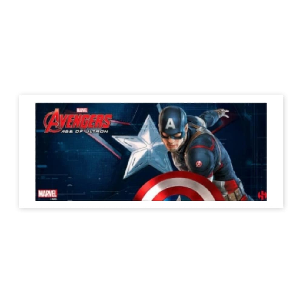 Jarra blanca y azul de cerámica con diseño impreso tema Avengers - Miniatura 3