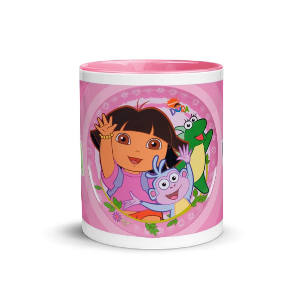 Jarra blanca y rosada de cerámica con diseño impreso tema Dora la exploradora - Miniatura 2