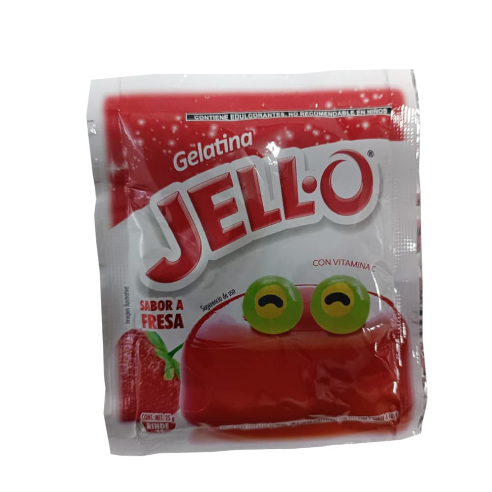 Gelatina sin azúcar fortificada con vitamina C sabor a fresa Jell-O (25 g) - Imagen 1
