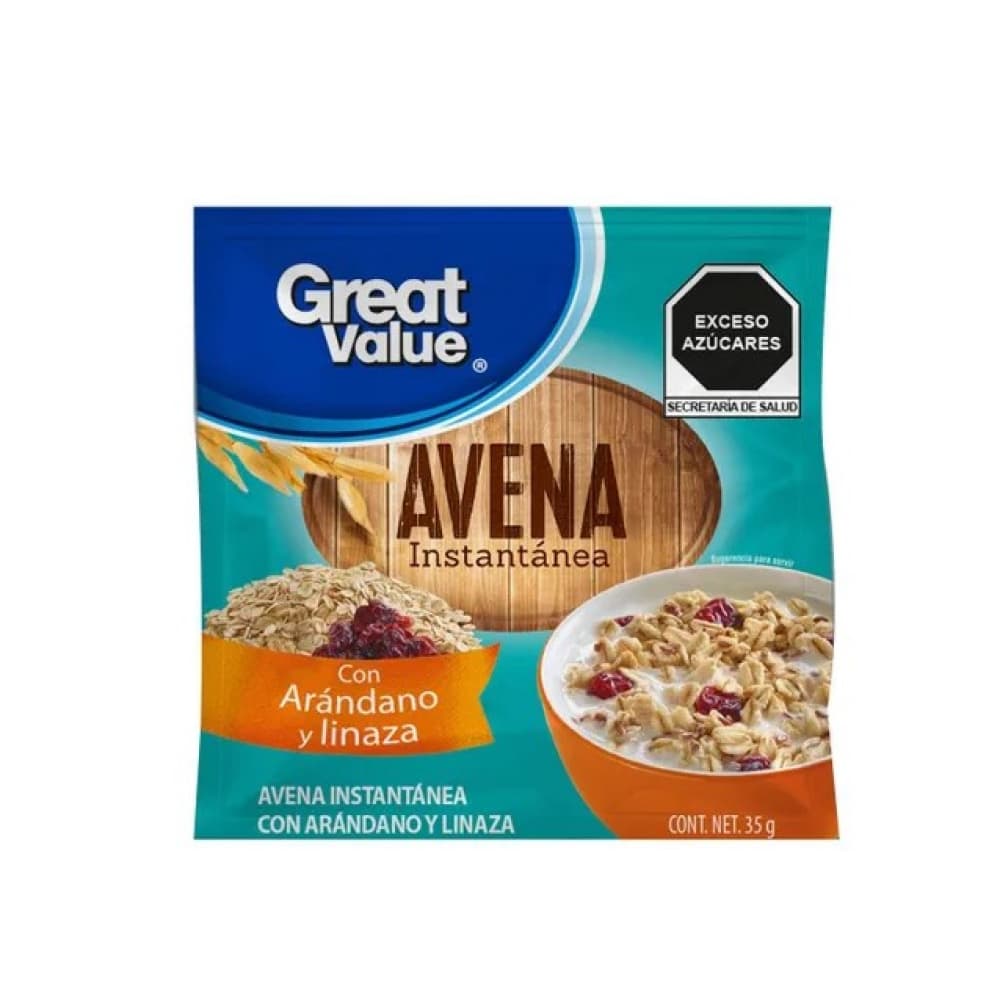 Avena instantánea con arándano y linaza Great Value (35 g / 1.23 oz) - Imagen 1