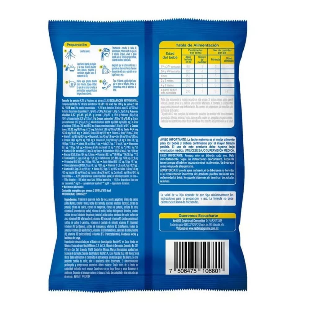 Fórmula para lactantes de 0 a 6 meses con hierro Nidal Nestlé (120 g / 4.23 oz) - Miniatura 2