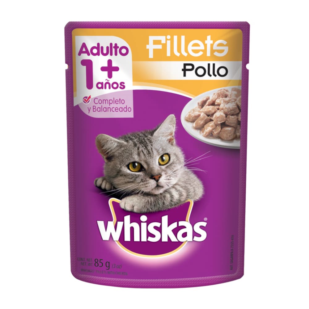 Alimento para gato adulto de más de un año filetes de pollo Whiskas (85 g / 2.99 oz) - Miniatura 1