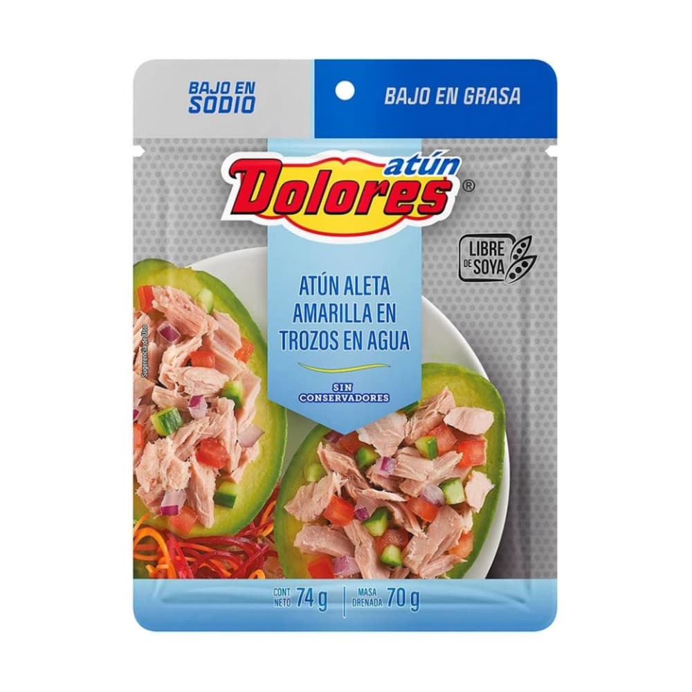 Atún de aleta amarilla en trozos de agua bajo en sodio Dolores (74 g / 2.61 oz) - Imagen 1