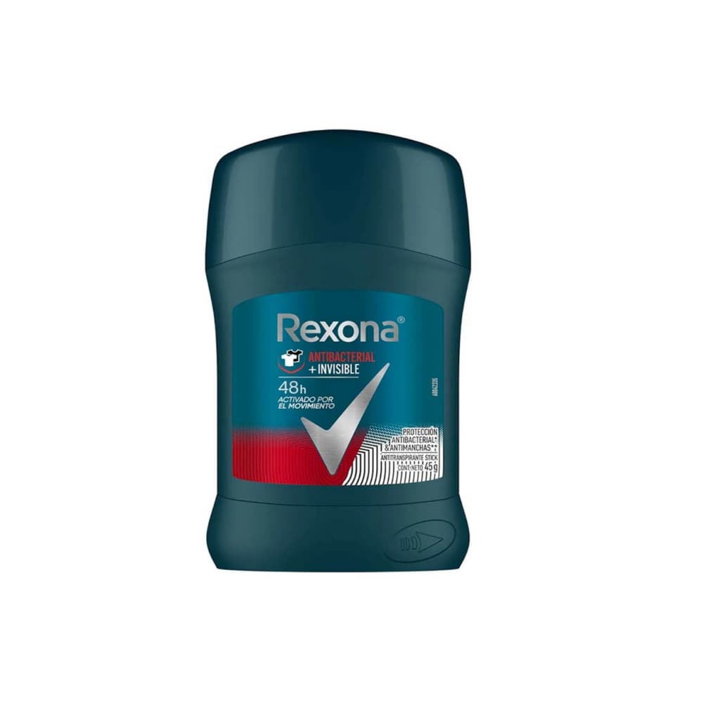 Desodorante antitranspirante en barra para hombres antibacterial invisible Rexona (45 g / 1.59 oz) - Imagen 1
