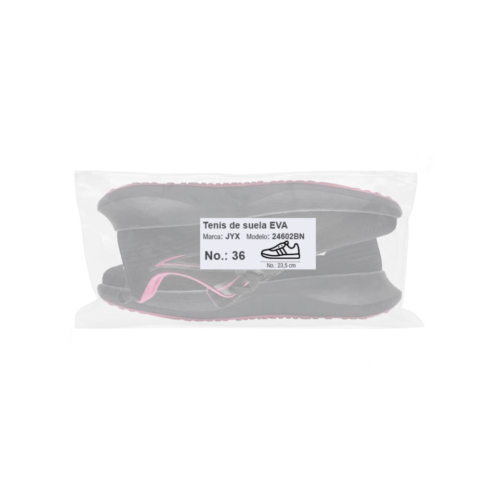 Tenis deportivos de suela EVA de color negro y rosado para mujer BY (Talla 36) - Miniatura 4