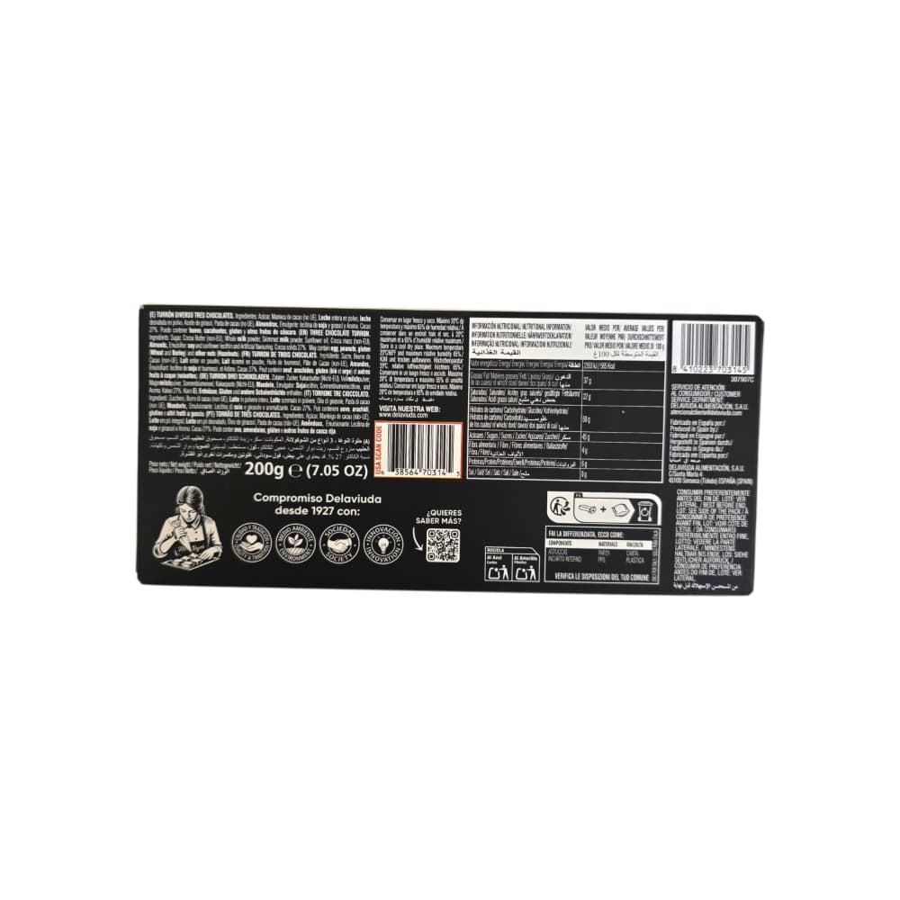Turrón tres chocolate Delaviuda (200 g / 7.05 oz) - Miniatura 2