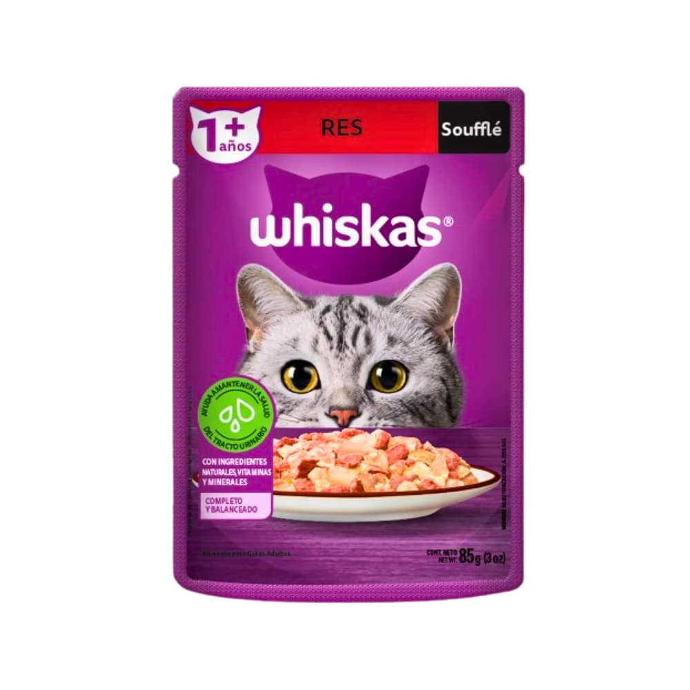 Alimento húmedo de res en soufflé para gato Whiskas (85 g / 3 oz) - Miniatura 1