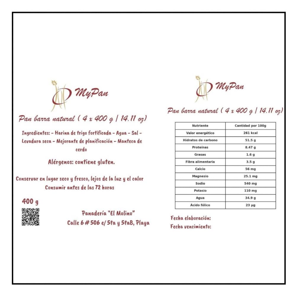 Pan barra natural ( 4 x 400 g / 14.11 oz) - Miniatura 3