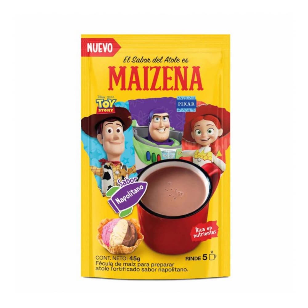 Fécula de maíz para preparar atole fortificado sabor napolitano Maizena (45 g / 1.58 oz) - Imagen 1