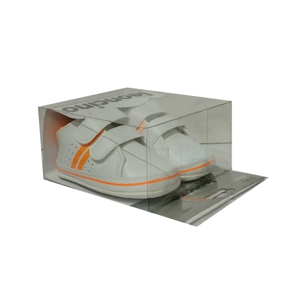 Zapatillas blancas con rayas naranjas para bebé Baby Leoncino -Talla 19 - - Miniatura 2
