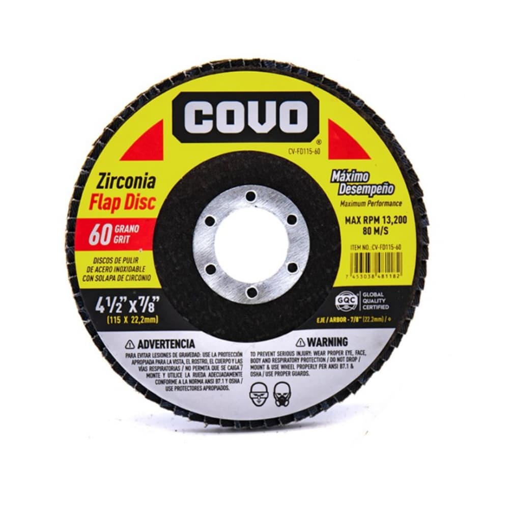 Disco de pulir de acero inoxidable con solapa de circonio Covo DMCV-FD115-60 - Imagen 1