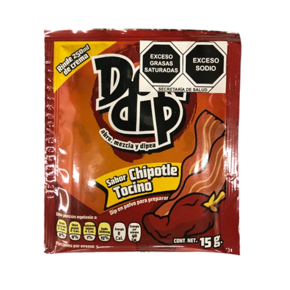 Polvo para preparar aderezo instantáneo sabor tocino y chipotle Don Dip (15 g) - Imagen 1