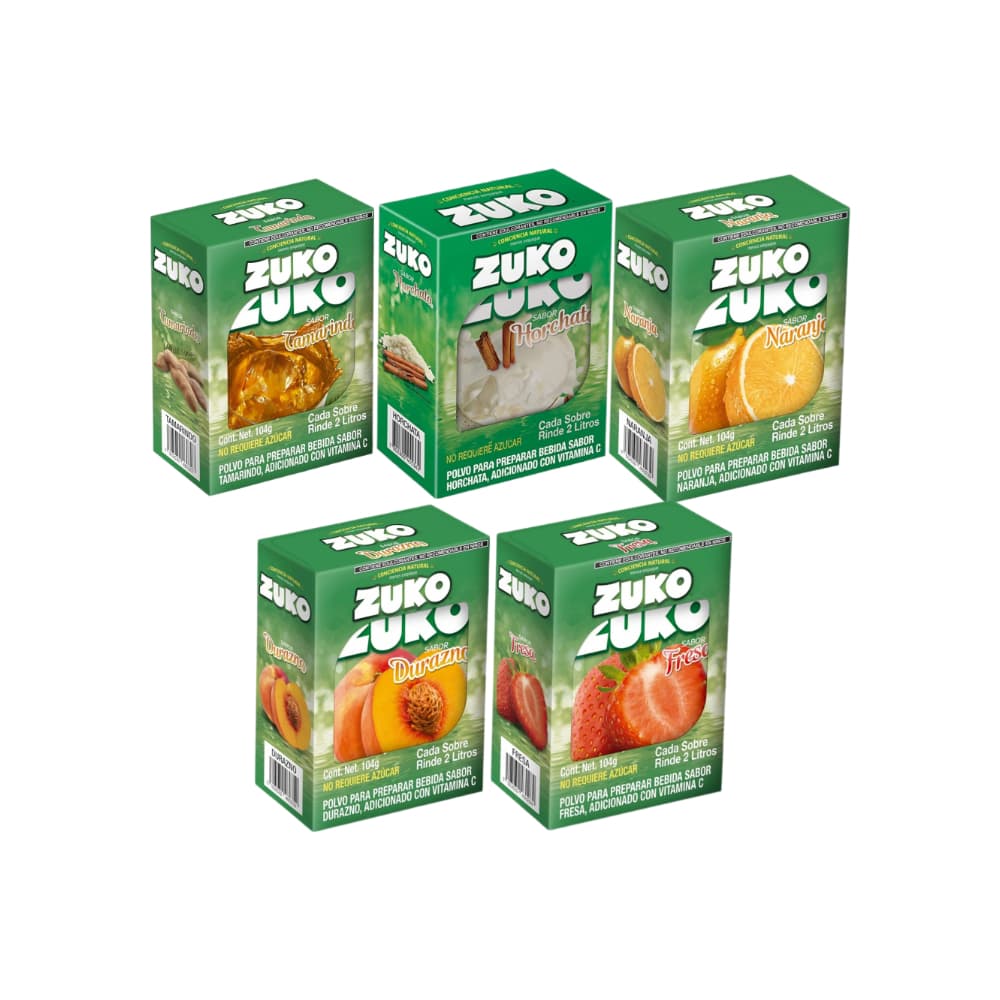 Combo de refrescos instantáneo sabor tamarindo + horchata + naranja + durazno + fresa - Imagen 1