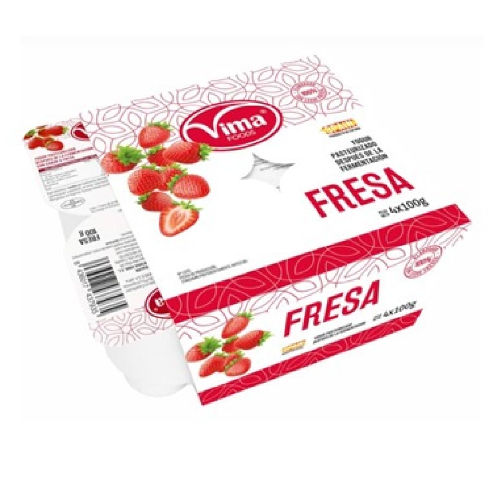 Yogurt pasteurizado sabor fresa Vima Foods (4 x 100 g / 3.53 oz) - Miniatura 1
