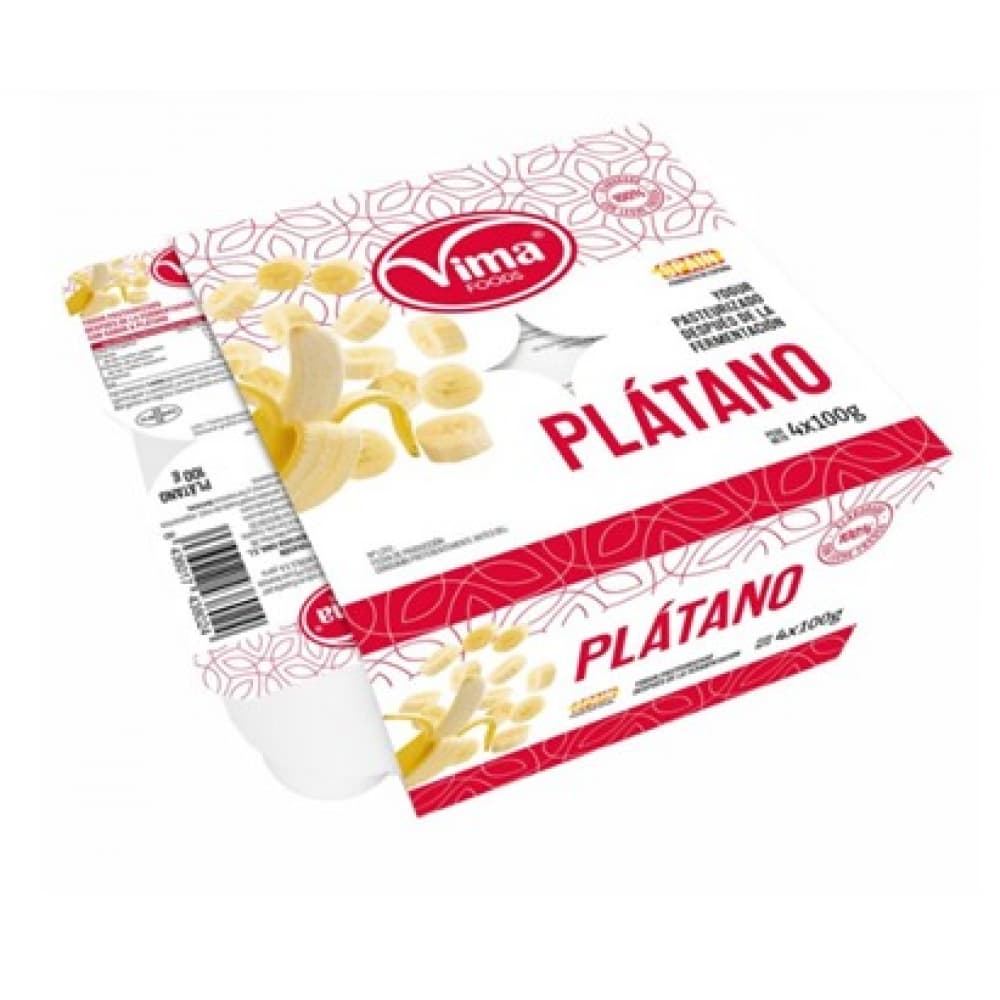 Yogurt sabor plátano Vima Foods (4 x 100 g / 3.52 oz) - Miniatura 1