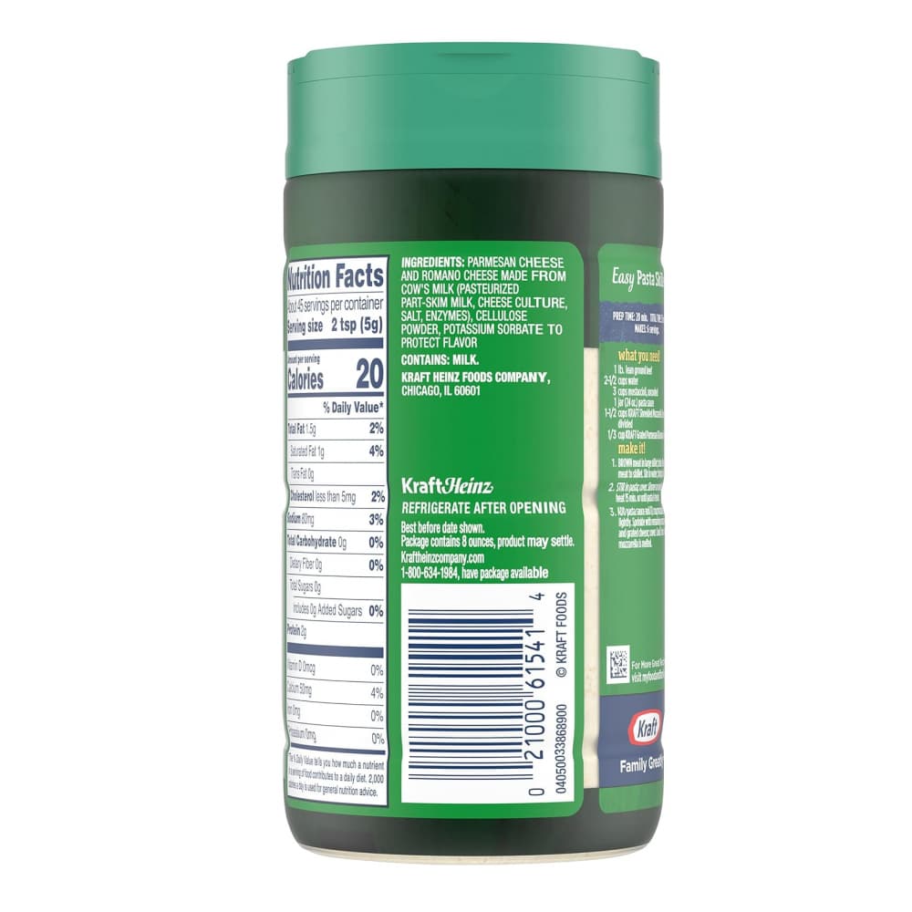 Queso 100% parmesano y romano rallado Kraft (226 g / 8 oz) - Miniatura 2