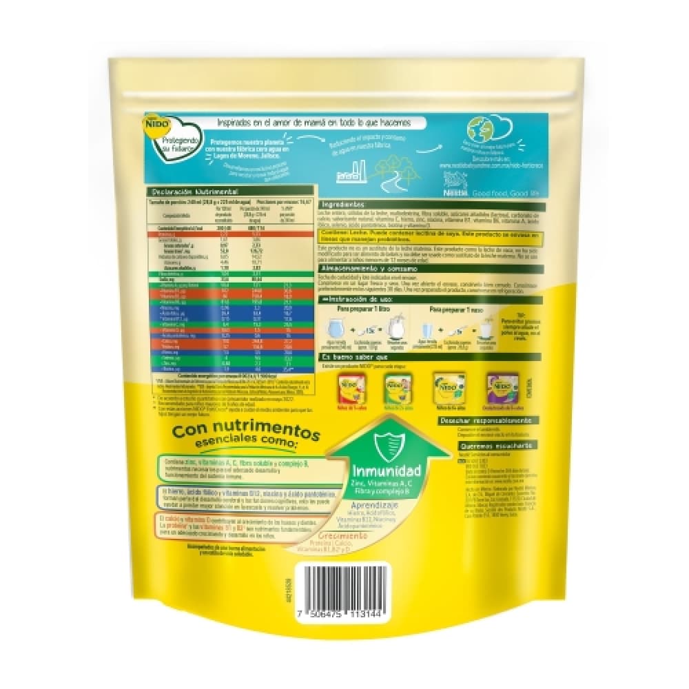 Alimento en polvo a base de leche Nido FortiCrece Nestlé (480 g / 1.06 lb) - Miniatura 2