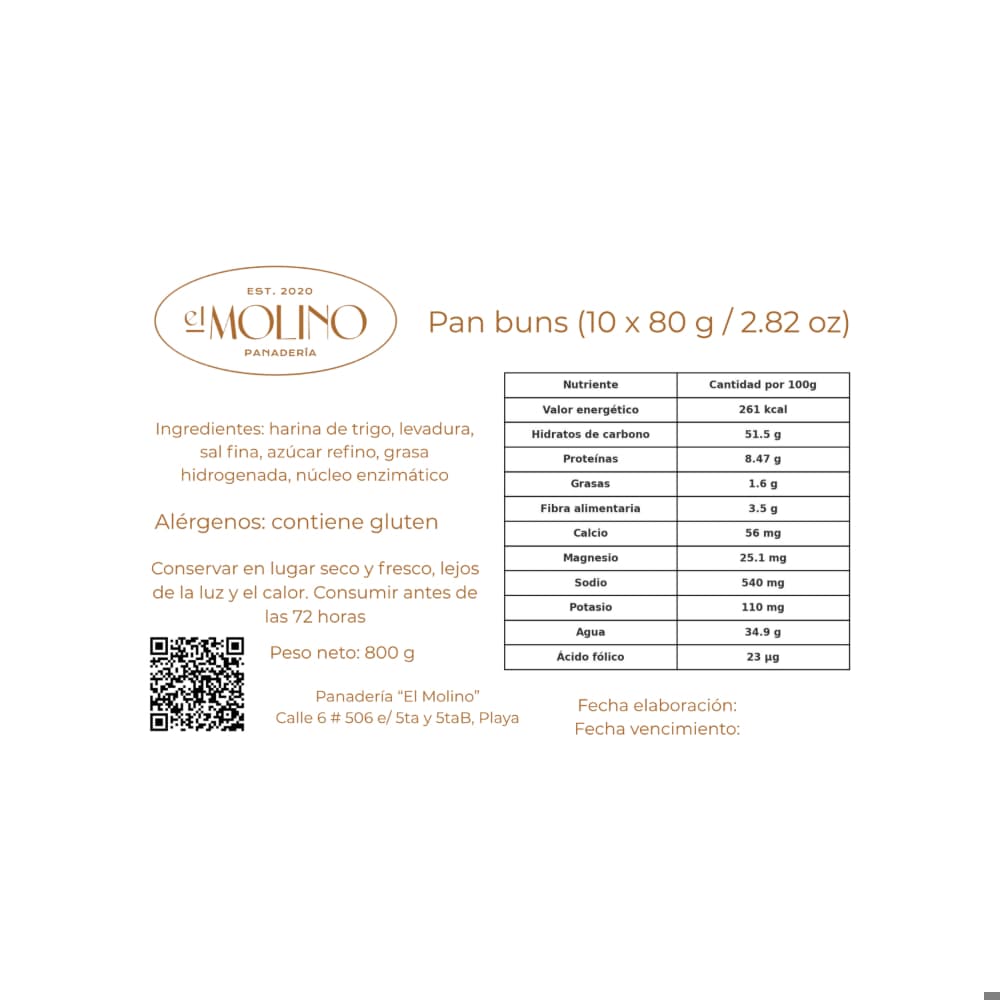 Pan buns El Molino (10 x 80 g / 2.82 oz) - Miniatura 3