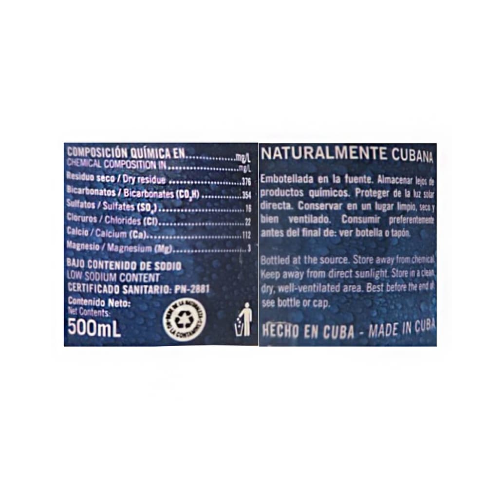 Agua mineral natural Ciego Montero (500 ml) - Miniatura 3