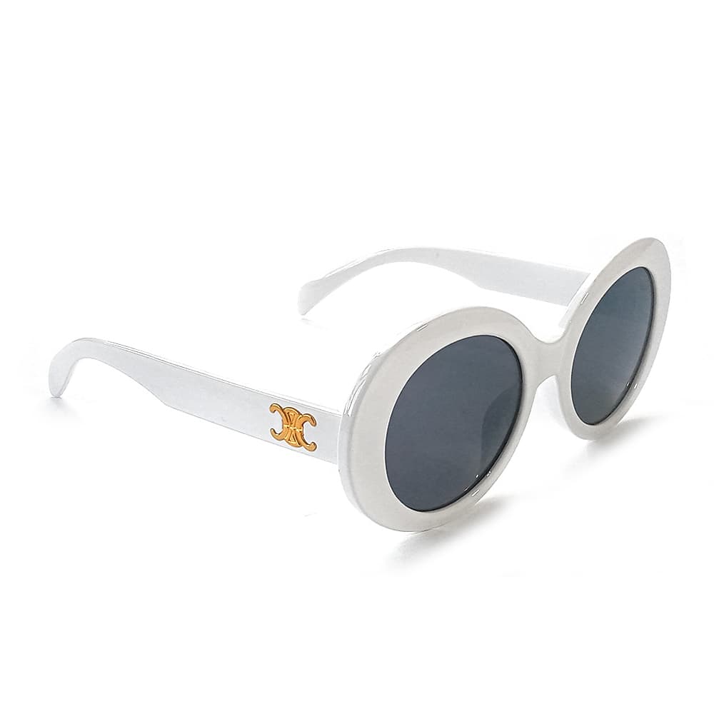Gafas de sol diseño estilo Coco Chanel ovaladas de armadura blanca y cristales oscuros - Miniatura 2