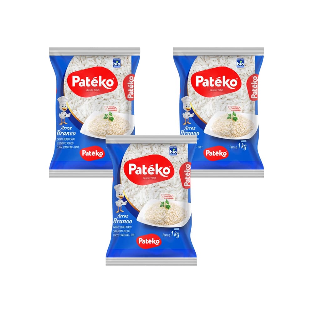 Arroz blanco de grano largo Patéko (3 x 1 kg / 2.2 lb) - Imagen 1