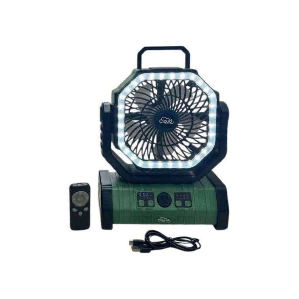 Ventilador verde recargable con luz LED F6 CEPFWS-B Cloud - Miniatura 1