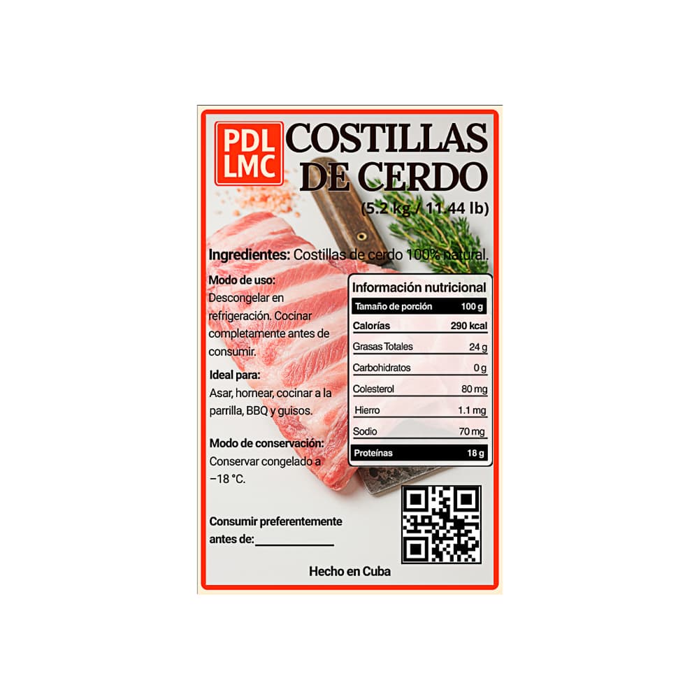 Costilla de cerdo PDL LMC (5.2 kg / 11.44 lb) - Miniatura 4