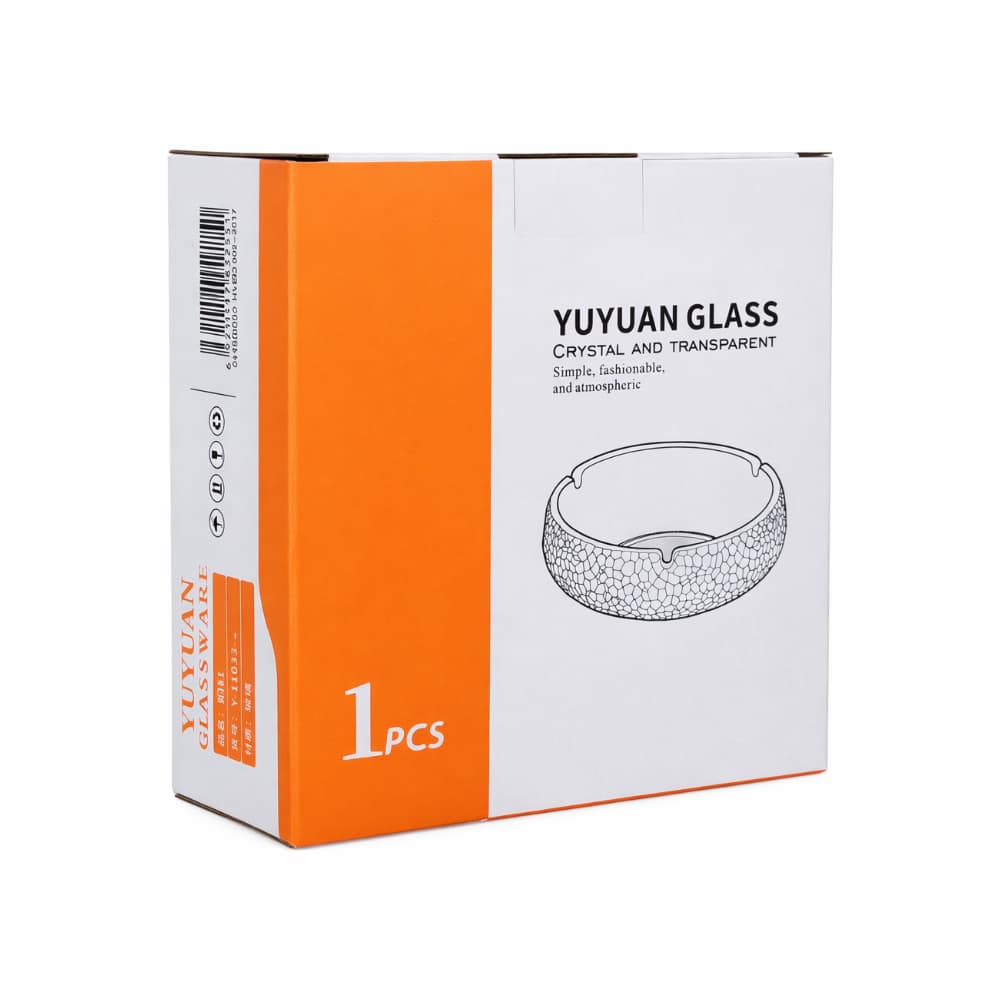 Cenicero de vidrio transparente con diseño craquelado YUYUAN GLASS - Miniatura 2