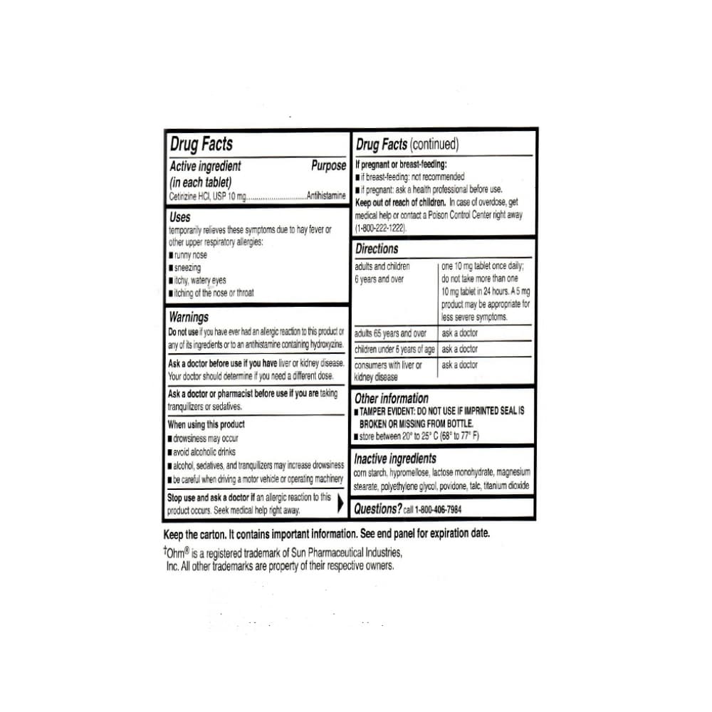 Clorhidrato de cetirizina 10 mg Ohm (30 tabletas) - Miniatura 3