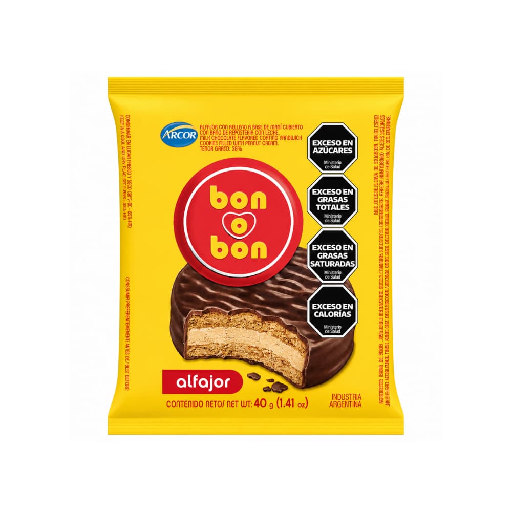 Alfajor relleno de maní Bon o Bon Arcor (4 x 40 g / 1.41 oz) - Miniatura 2