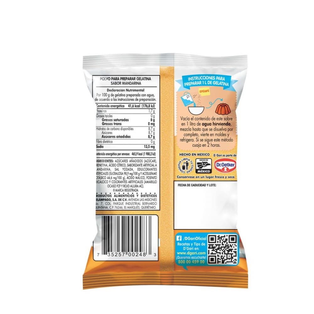 Gelatina sabor mandarina D'Gari (120 g / 4.2 oz) - Miniatura 3