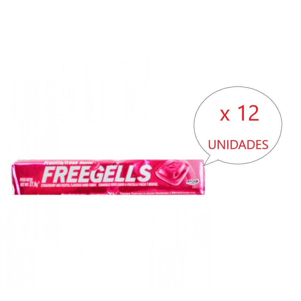 Caramelo duro sabor a fresa y mentol Freegells (12 x 27.9 g) - Miniatura 1