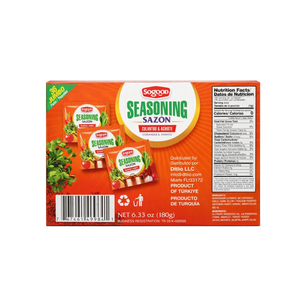 Sazón con culantro y achiote Sogood (180 g / 6.33 oz) - Miniatura 2