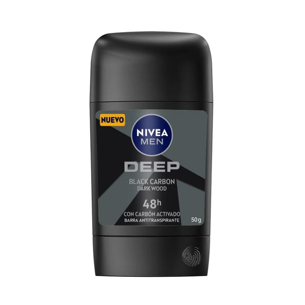 Desodorante en barra antitranspirante Nivea Men Deep Black Carbón (50 g / 1.76 oz) - Imagen 1